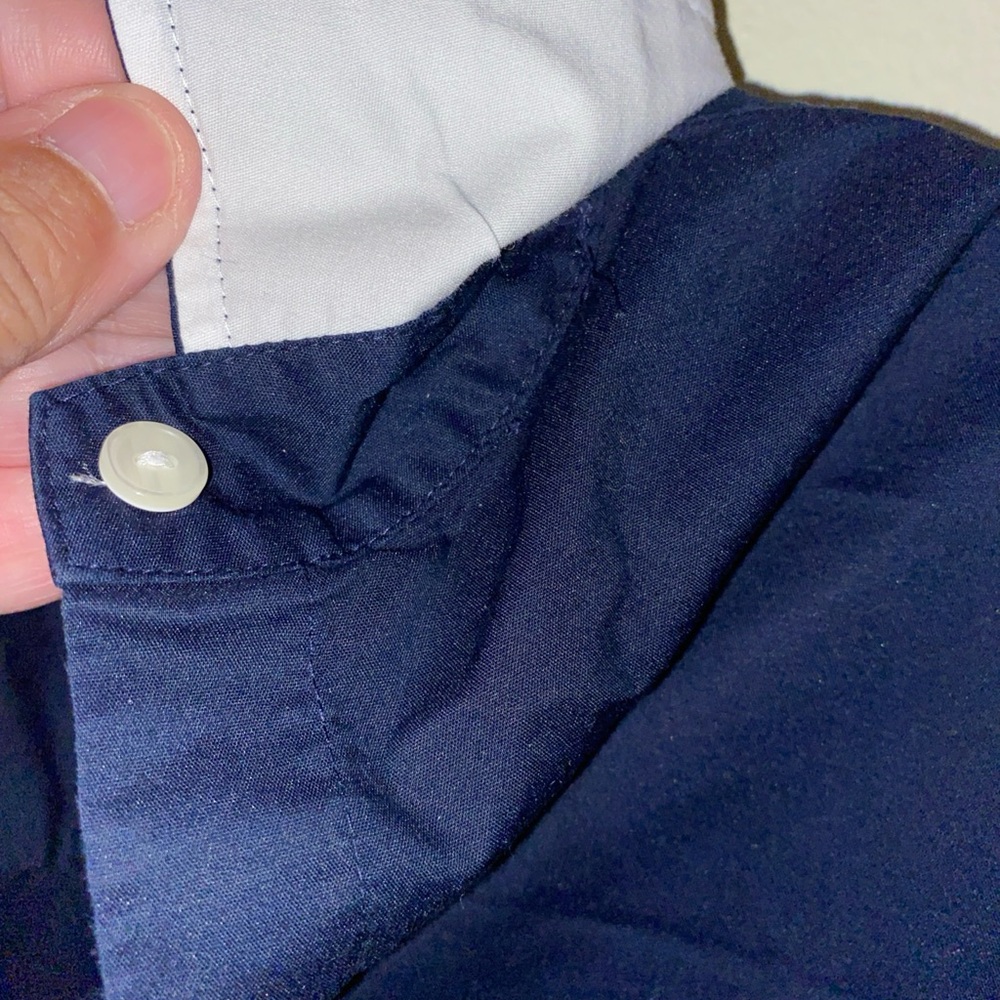 Elegant Navy Blue Shirt Dress - Picture 3 of 5